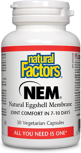 Natural Factors NEM Natural Eggshell Membrane Promotes Joint Comfort and Flexibility 30 Capsules Natural Factors NEM Natural Eggshell Membrane Promotes Joint Comfort and Flexibility 30 Capsules