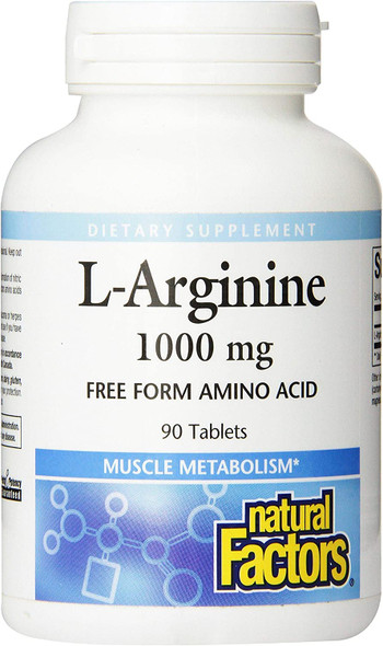 Natural Factors  LArginine Supports Muscle Metabolism 90 Tablets