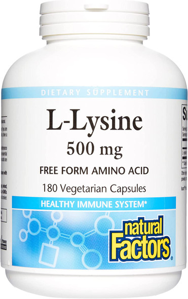 Natural Factors LLysine 500 mg 180 Vegetarian Capsules