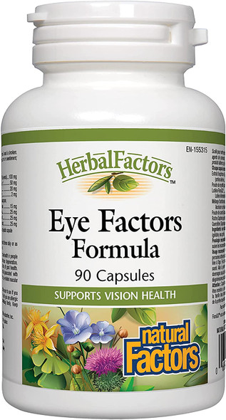 Natural Factors  HerbalFactors Eye Factors with 2mg Lutein Supports Healthy Eye Function 90 Capsules