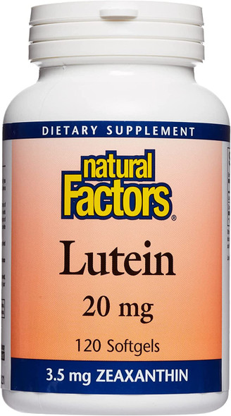 Natural Factors Lutein 20 mg Antioxidant Support for Healthy Eyes and Skin with Zeaxanthin 120 Softgels