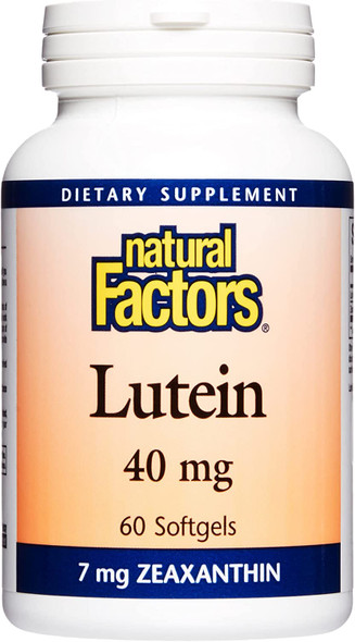 Natural Factors Lutein 40 mg Antioxidant Support for Healthy Eyes and Skin with Zeaxanthin 60 Softgels