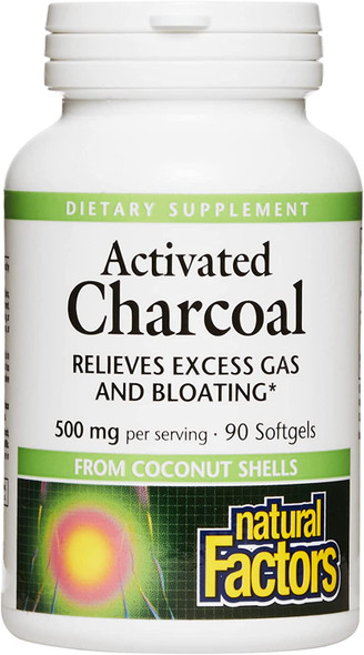 Natural Factors Activated Charcoal 500 mg 90 Softgels