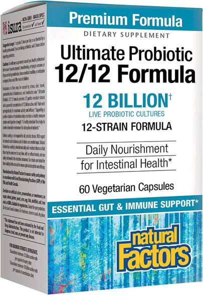 Natural Factors Ultimate Probiotic 12/12 Formula Supplement to Support Digestive  Immune Health 12 Billion CFU 60 Capsules 60 Servings