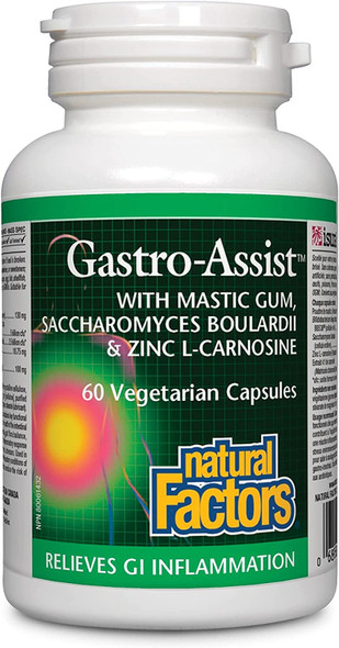 Natural Factors GastroAssist Help Relieve Indigestion Bloating and Constipation Digestive Supplement Vegan 60 Capsules 30 Servings