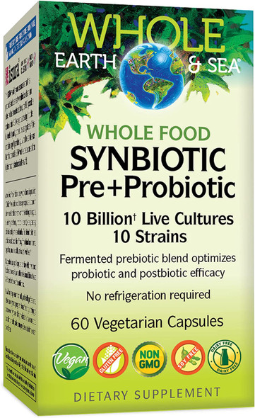 Whole Earth  Sea from Natural Factors Whole Food Synbiotic Pre  Probiotic Fermented Digestive Enzymes 60 Vegetarian Capsules