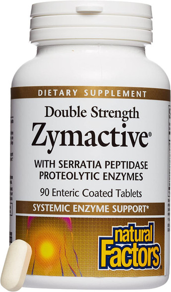 Natural Factors Zymactive Double Strength Enzyme Support for Healthy Inflammatory Response in the Joints and Muscles 90 tablets 45 servings