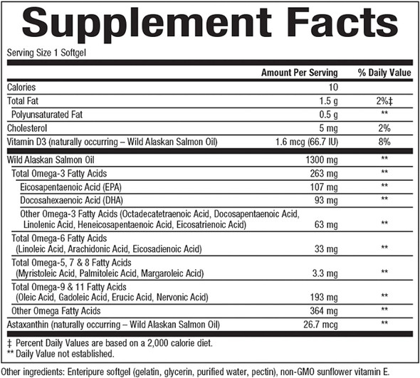 Complete Omega by Natural Factors Wild Alaskan Salmon Oil Supports Heart and Brain Health with Omega3 DHA and EPA 180 softgels 180 servings