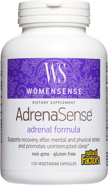 WomenSense AdrenaSense by Natural Factors AdrenaSense Herbal Supplement for Adrenal Support and Stress Relief Vegan NonGMO 120 Capsules