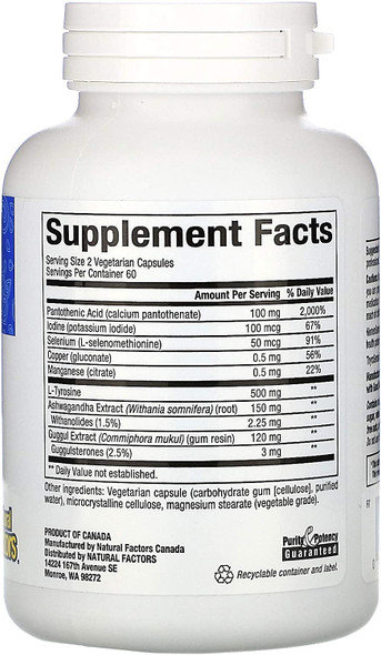 WomenSense ThyroSense by Natural Factors Natural Supplement to Support Healthy Thyroid Function Vegetarian NonGMO 120 capsules 60 servings