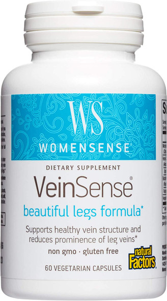 WomenSense VeinSense by Natural Factors Beauty Supplement to Support Healthy Veins and Beautiful Legs Vegan NonGMO 60 capsules 20 servings