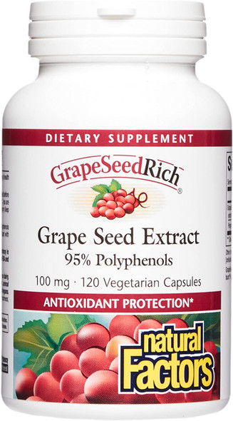 Natural Factors GrapeSeedRich Grape Seed Extract Antioxidant Support for Healthy Inflammatory Response 120 Capsules