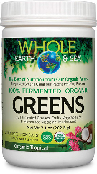 Whole Earth  Sea from Natural Factors Organic Fermented Greens Vegan Whole Food Supplement Tropical 7.1 Oz