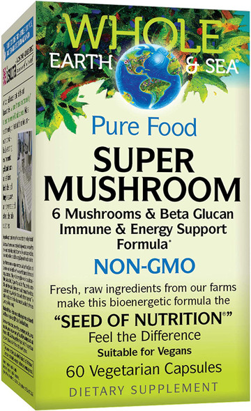 Whole Earth  Sea from Natural Factors Super Mushroom Whole Food Supplement Vegan 60 Vegetarian Capsules 60 Servings