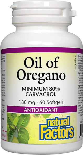 Natural Factors  Oil of Oregano 180mg With Extra Virgin Olive Oil 60 Count