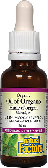 Natural Factors  Oil of Oregano Certified Organic Support for Healthy Immunity and Cholesterol 187 Servings 1 oz