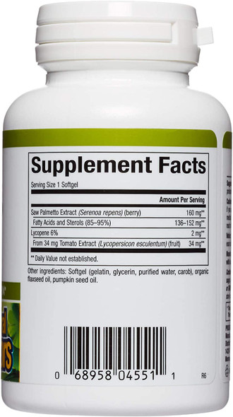 HerbalFactors by Natural Factors Saw Palmetto Supports Healthy Prostate Function with Lycopene 60 softgels 60 servings