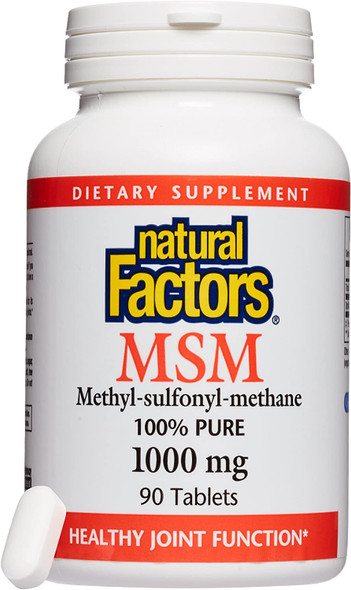 Natural Factors MSM 1000 mg Supports Healthy Joints Hair Skin and Nails 90 capsules 90 servings