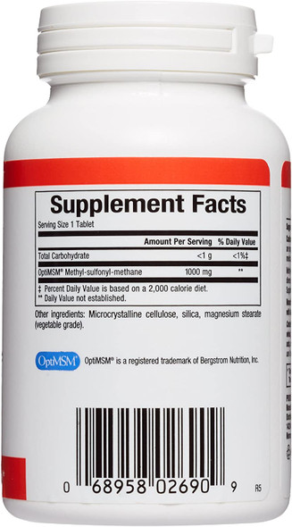 Natural Factors MSM 1000 mg Supports Healthy Joints Hair Skin and Nails 90 capsules 90 servings