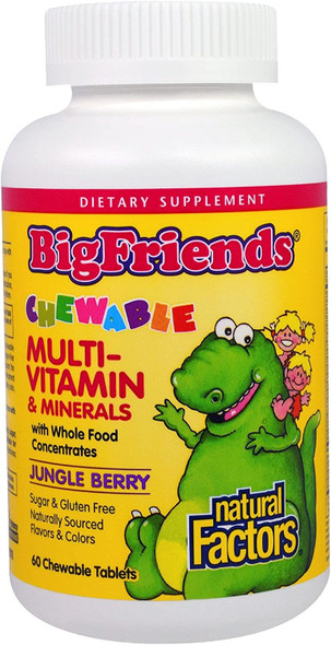 Natural Factors Big Friends Chewable MultiVitamin  Minerals Jungle Berry 60 Chewable Tablets