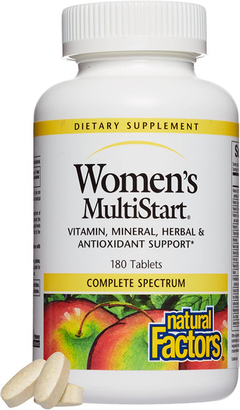 Natural Factors Womens MultiStart Daily Multivitamin Nutritional Support for Immune Health and Energy 180 Tablets