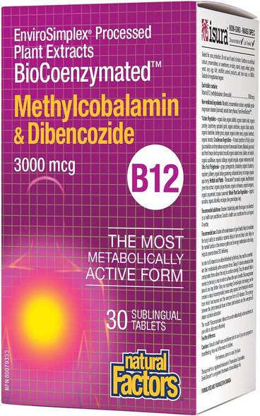Natural Factors  Biocoenzymated Methylcobalamin  Dibencozide 3000 Mcg  30 Tab