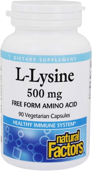 Natural Factors  LLysine Supports Healthy Immune System Function 90 Vegetarian Capsules