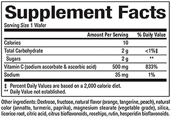 Natural Factors  Vitamin C 500mg 100 Natural Fruit Chew Tangy Orange 90 Chewable Wafers 2 Pack