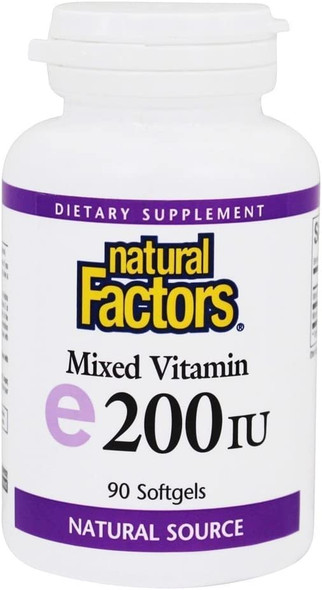 Natural Factors  Vitamin E Mixed 200 IU Antioxidant Support for Cellular Integrity 90 Soft Gels Natural Factors  Vitamin E Mixed 200 IU Antioxidant Support for Cellular Integrity 90 Soft Gels