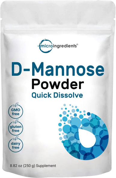 D Mannose Powder 8.8 Ounce Pure Mannose Supplement Quick Water Soluble Support Urinary Tract Cleanse  Bladder Health Premium Mannose for Women and Men Vegan Friendly
