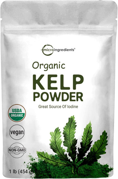 Sustainably US Grown Organic Kelp Powder Ascophyllum Nodosum 1 Pound 16 Ounce Organic Kelp Supplement Contains Natural Iodine for Thyroid Support Body Wraps Scrubs  Facials Vegan Friendly