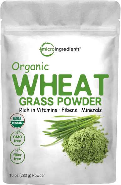 Sustainably US Grown Organic Wheat Grass Powder 100 WholeLeaf 10 Ounce 94 Serving Rich in Immune Vitamins Fibers and Minerals Support Digestion Function Vegan Friendly