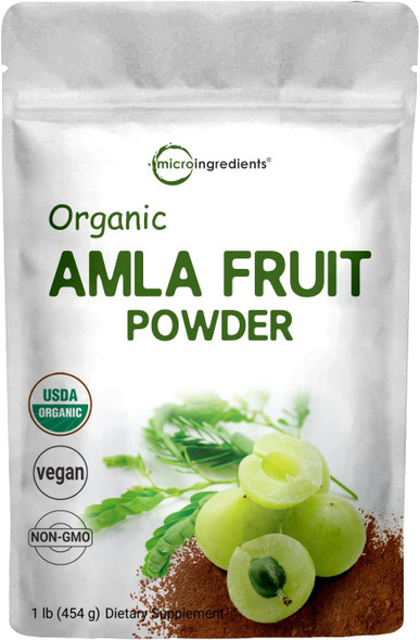 Sustainably India Grown Organic Amla Powder Amalaki 1 Pound Rich in Natural Vitamin C and Flavonoids Supports Immune System and Fat Burn Amla Fruit Powder Organic Vegan