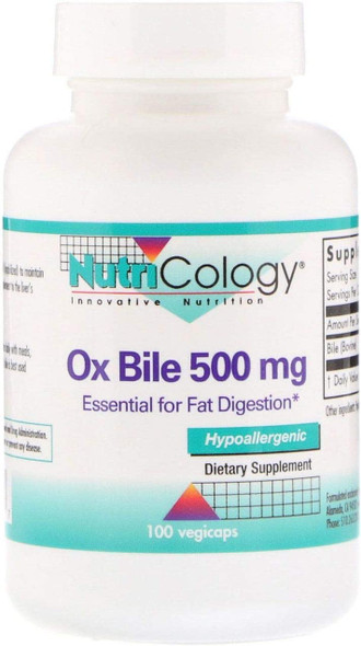 NutriCology Ox Bile  500 mg  100 Vegetarian Capsules