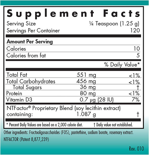 NutriCology NTFactor EnergyLipids Powder  Phospholipids Energy Support  150 Grams 5.3 oz