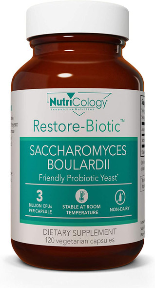 NutriCology RestoreBiotic Saccharomyces Boulardii  GI Health Probiotic  120 Vegetarian Capsules