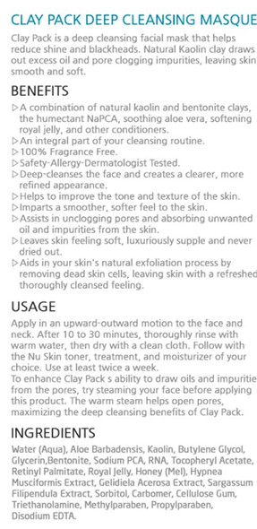 Nu Skin Clay Pack Deep Cleansing Masque