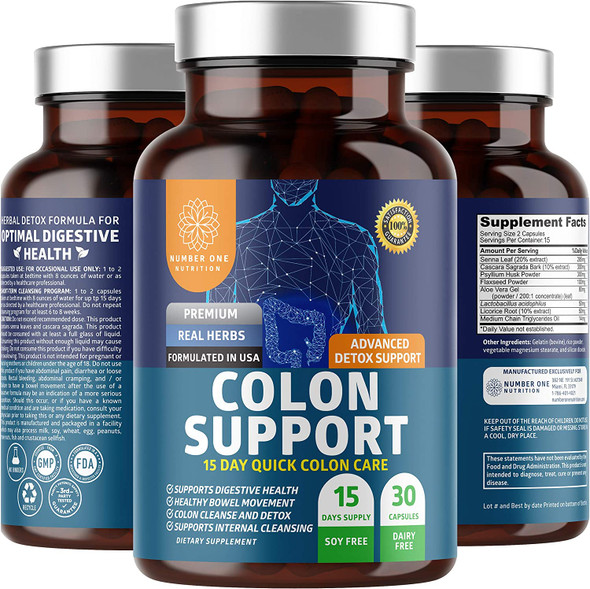 N1N Premium Colon Cleanser  Detox 15 Day Quick Cleanse Natural Laxatives for Constipation Relief Gut Health and Energy Boost 30 Caps