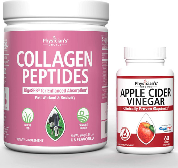 Collagen Peptides Powder  Enhanced Absorption  Apple Cider Vinegar Capsules for Weight Loss Support