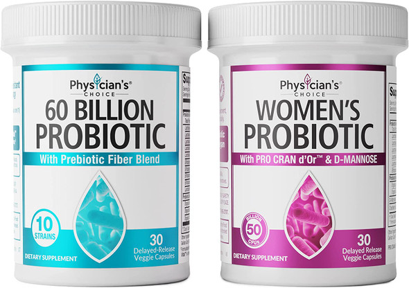 Probiotics 60 Billion CFU  Womens Prebiotics  Probiotics Bundle