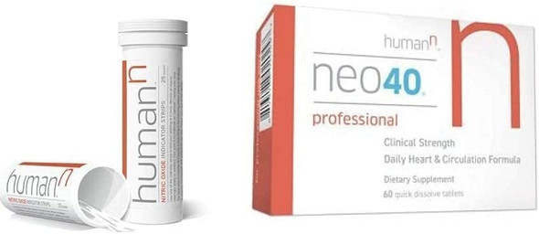 Neo40 Professional Bundle  Nitric Oxide Booster with Methylfolate Natural Blood Pressure Supplement May Help Support Healthy Blood Pressure  Circulation 60 Tablets with NO Indicator Test Strips