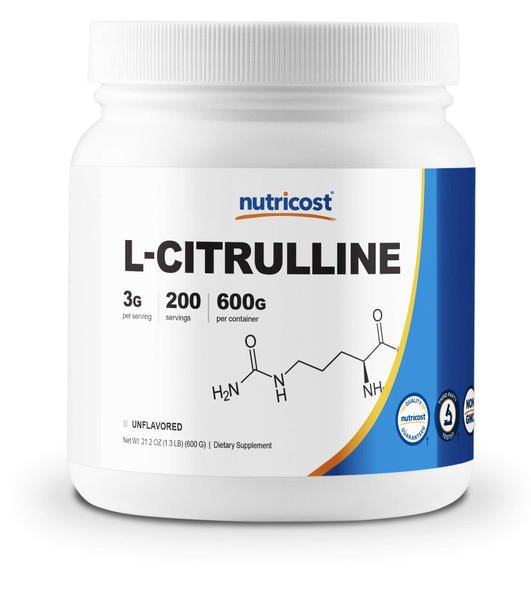 Nutricost Pure L-Citrulline (Base) Powder (600 Grams)