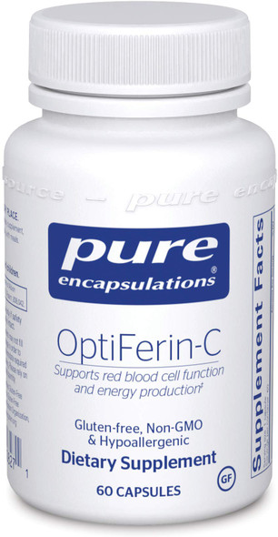 Pure Encapsulations OptiFerin-C | Iron Supplement to Support Healthy Skin, Iron Absorption, and Overall Immune System Health | 60 Capsules
