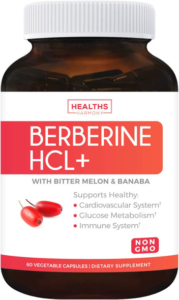 Berberine Hcl 500Mg Nongmo  Vegetarian Plus Bitter Melon  Banaba Leaf  Ampk Metabolic Activator  60 Capsules  No Pills