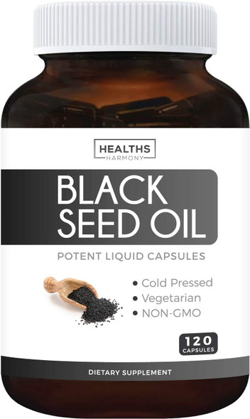 Black Seed Oil  120 Softgel Capsules NonGMO  Vegetarian Premium ColdPressed Nigella Sativa Producing Pure Black Cumin Seed Oil with Vitamin E  500mg Each 1000mg Per Serving