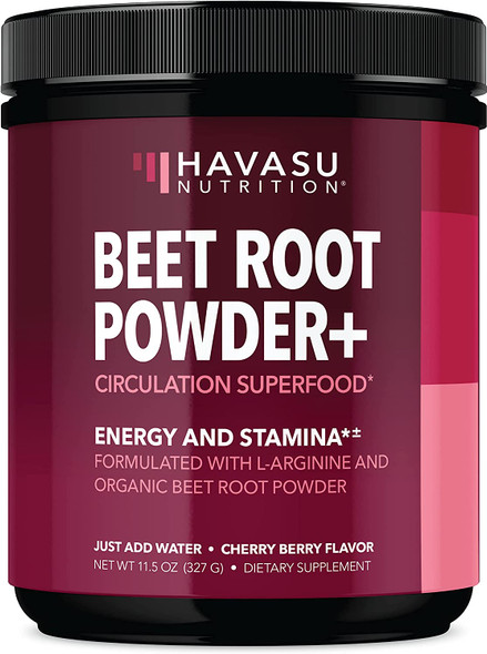 Organic Beet Root Powder for Workout Recovery  Athletic Endurance  with LArginine for Nitric Oxide Boost