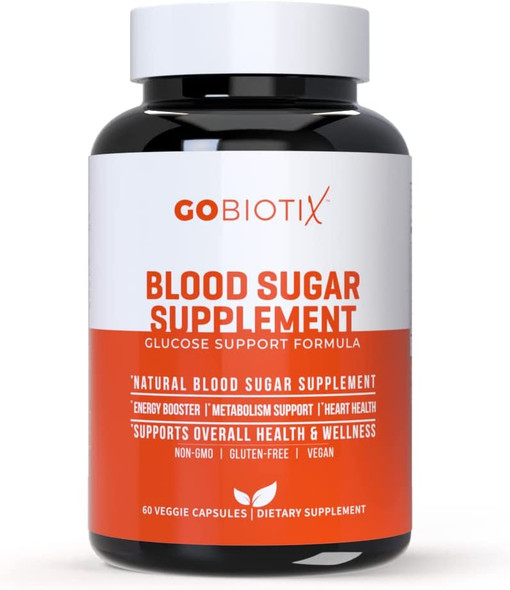 Blood Sugar Supplement Capsules by GoBiotix  Vitamins Minerals  Herbs with Berberine Cinnamon  Chromium  Support Metabolism Weight Management and Immune Function  Vegan Dietary Blend 60 Pills