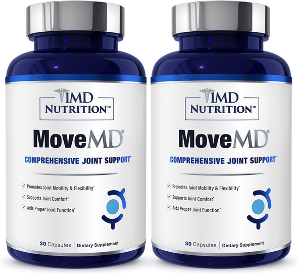 1MD Nutrition MoveMD  Joint Health Supplement  Doctor Formulated  with Collagen Astaxanthin and More  60 Capsules 2Pack