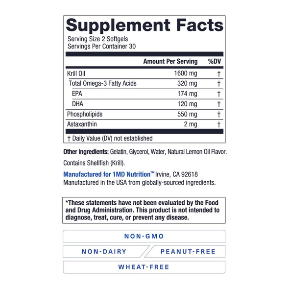 1MD Nutrition Krill Oil Platinum  60 Capsules 1MD Nutrition Krill Oil Platinum  60 Capsules