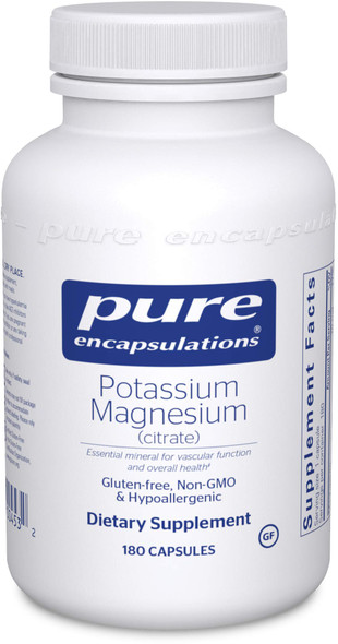 Pure Encapsulations - Potassium Magnesium (Citrate) - Hypoallergenic Supplement to Support Heart, Muscular, and Nerve Health - 180 Capsules